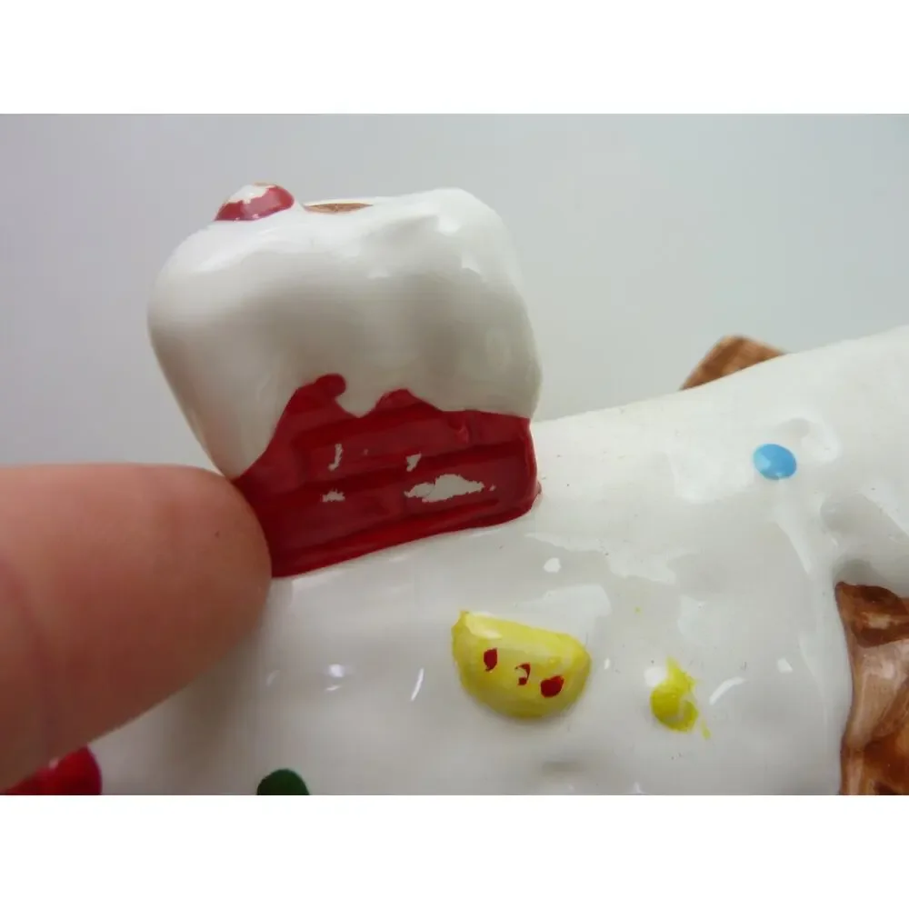 Vintage Gingerbread House Christmas Cookie Jar Ceramic Box with Lid